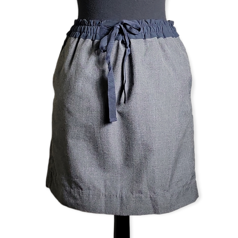 Gap charcoal heather blue drawstring waist mini skirt size XS